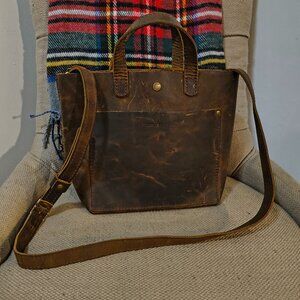 Portland Leather Goods Mini Crossbody Tote in "Canyon"